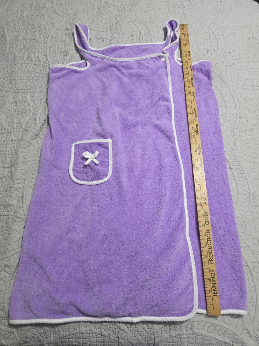 Plush Lavender Terry Towel Wrap Dress with Pocket
